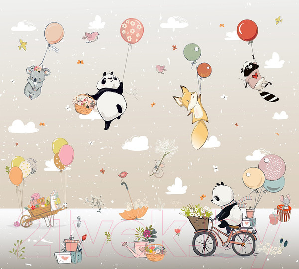 Изображение товара Фотообои листовые Vimala Животные на шарах 2 (270x300)