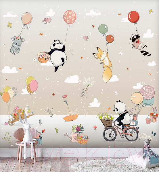 Изображение товара Фотообои листовые Vimala Животные на шарах 2 (270x300)