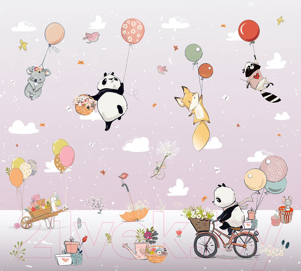 Изображение товара Фотообои листовые Vimala Животные на шарах 3 (270x300)