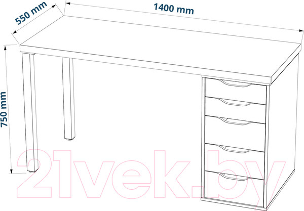 Изображение товара Письменный стол Mio Tesoro Ингар 2/5T (дуб беленый)