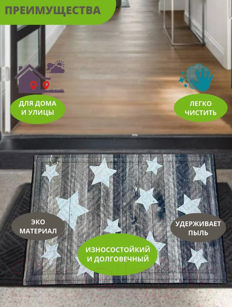 Изображение товара Коврик грязезащитный Multy Home Rambo-Lima 43x63 / SH50001583 (серый/бежевый/звезды)