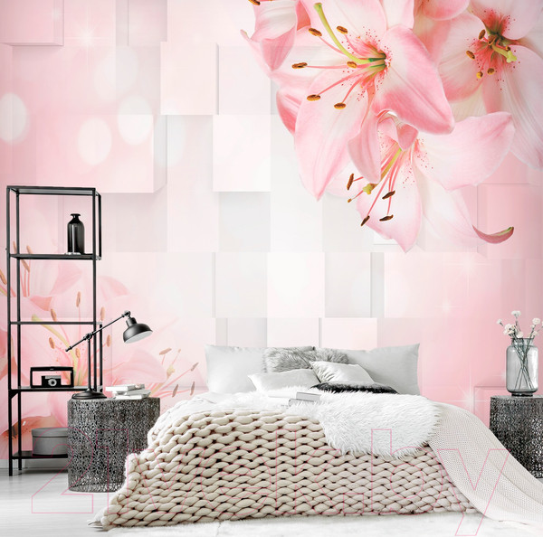 Изображение товара Фотообои листовые Vimala Лилии на розовом фоне (270x300)