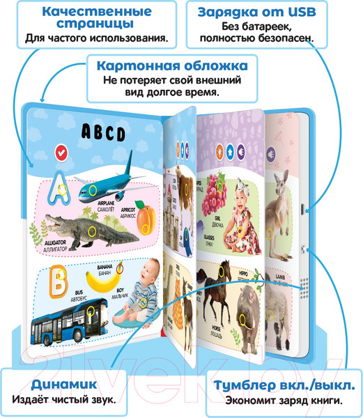 Изображение товара Музыкальная книга BertToys Нажималка Английский алфавит / FD144