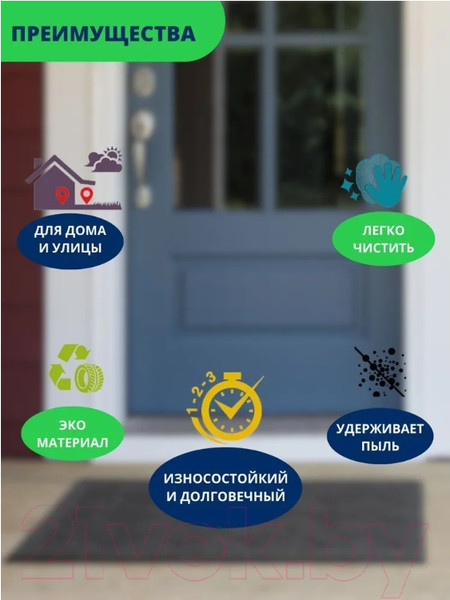 Изображение товара Коврик грязезащитный Multy Home Contours Parquet 60x90 / EU5000264 (темно-серый)