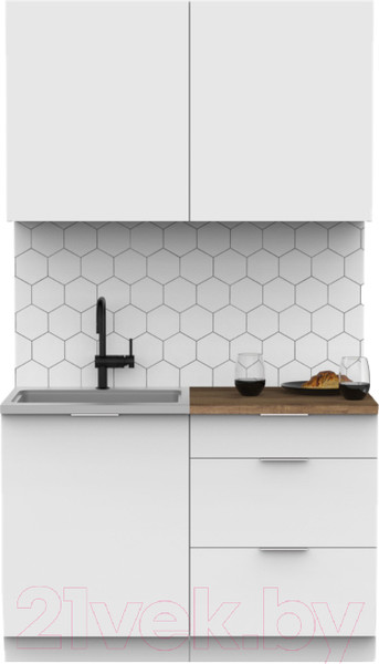 Изображение товара Кухонный гарнитур Интермебель Микс Топ-1 1.2м (белый премиум/дуб флагстаф темный)