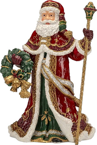Изображение товара Статуэтка Fitz and Floyd Holiday Home. Санта с посохом и рождественским венком 1023009