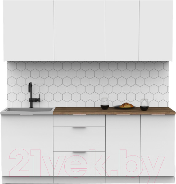 Изображение товара Кухонный гарнитур Интермебель Микс Топ-5 2.0м (белый премиум/дуб флагстаф темный)