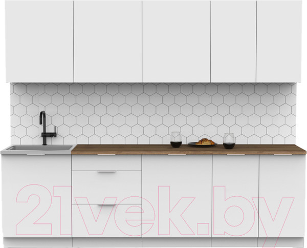Изображение товара Кухонный гарнитур Интермебель Микс Топ-9 2.6м (белый премиум/дуб флагстаф темный)