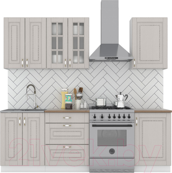 Изображение товара Кухонный гарнитур Интермебель Бостон-3 1.7м (ясень капучино софт/дуб флагстаф темный)