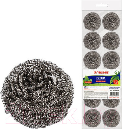 Изображение товара Набор губок для мытья посуды Laima 606658 (12шт, металлические)