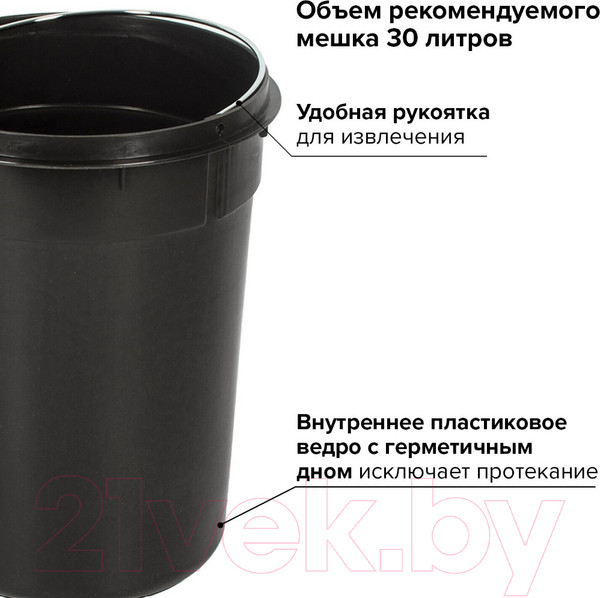 Изображение товара Мусорное ведро Laima Classic / 604946 (20л, серый матовый)