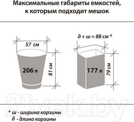 Изображение товара Пакеты для мусора Laima 160л / 601798 (10шт, черный)