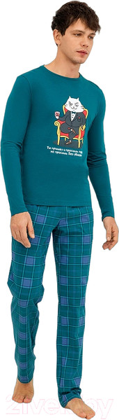Изображение товара Комплект домашней одежды Mark Formelle 591023 (р.96-86-170/176, темно-зеленый/зеленая клетка)