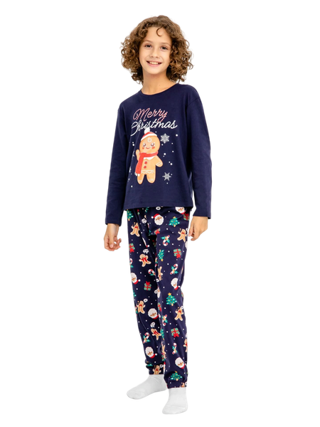 Изображение товара Пижама детская Mark Formelle 563323 (р.116-60-54, чернильный/печеньки новогодние)