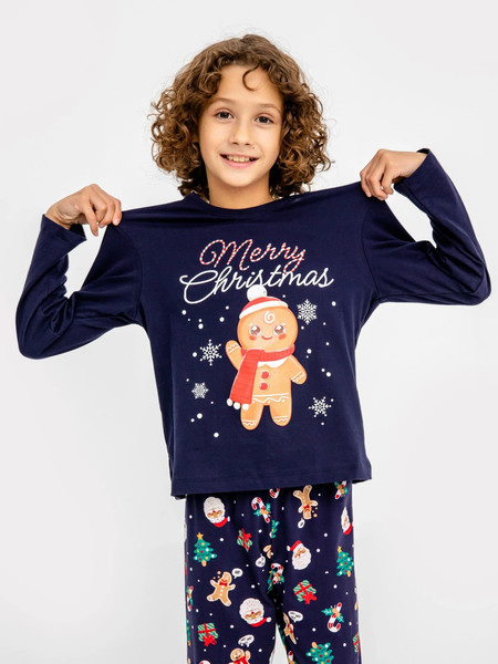 Изображение товара Пижама детская Mark Formelle 563323 (р.116-60-54, чернильный/печеньки новогодние)