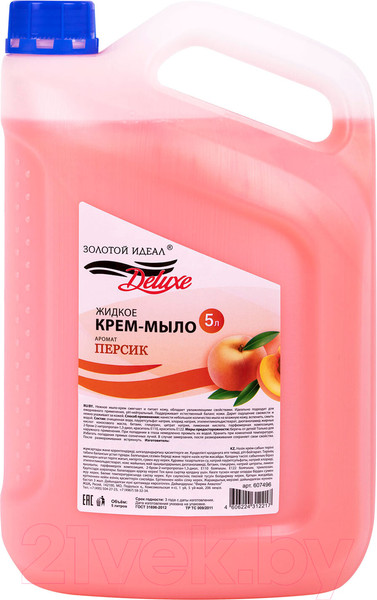 Изображение товара Мыло жидкое Золотой идеал Deluxe Персик / 607496 (5л)