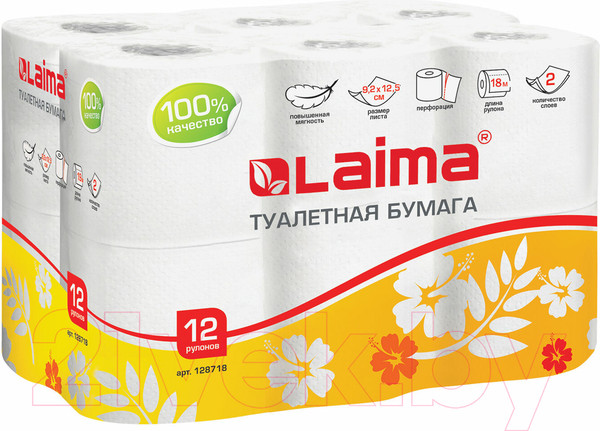 Изображение товара Туалетная бумага Laima 128718 (12рул, белый)