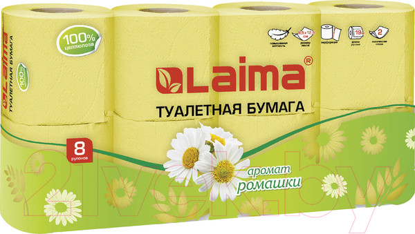 Изображение товара Туалетная бумага Laima 128721 (с ароматом ромашки)