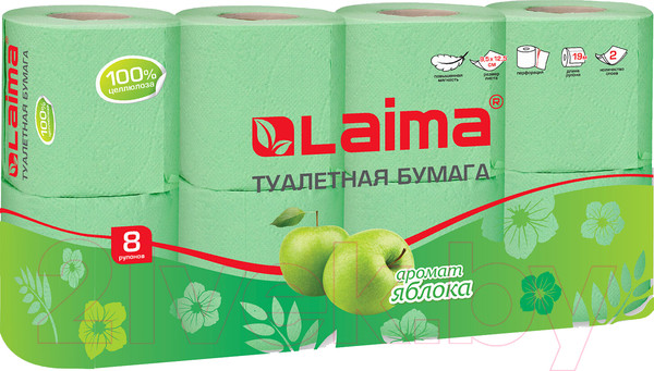 Изображение товара Туалетная бумага Laima 128723 (с ароматом яблока)