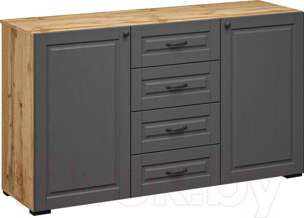 Изображение товара Тумба Империал Лацио Сканди 2д 4ящ (вотан/сканди графит/ручка черная)