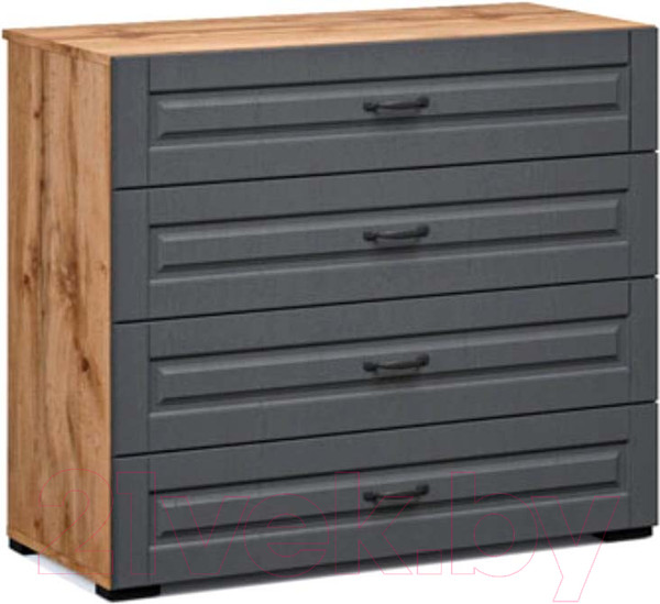 Изображение товара Комод Империал Лацио Сканди 4ящ (вотан/сканди графит/ручка черная)