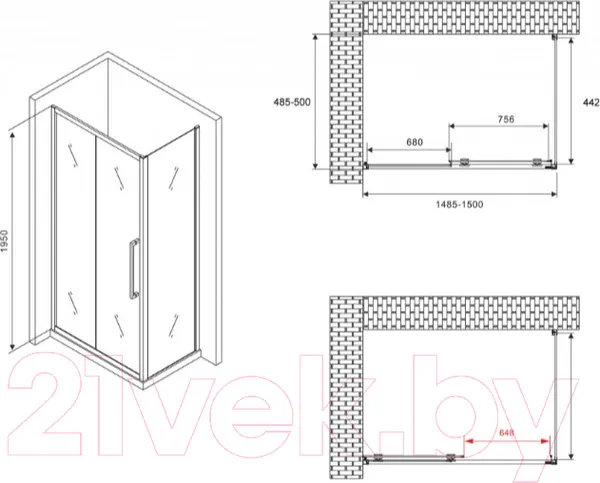 Изображение товара Душевой уголок Abber Schwarzer Diamant AG30150MH-S50M