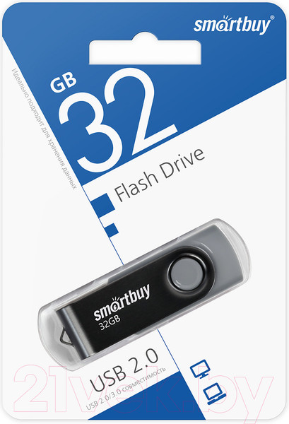 Изображение товара USB flash накопитель SmartBuy Twist Black 32GB (SB032GB2TWK)