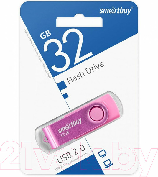 Изображение товара USB flash накопитель SmartBuy Twist Pink 32GB (SB032GB2TWP)