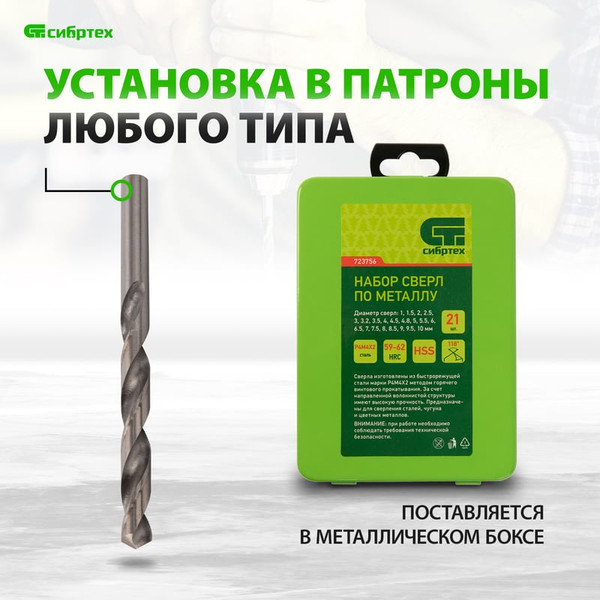 Изображение товара Набор сверл СибрТех 723756