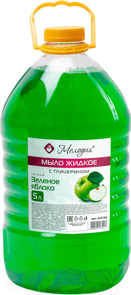 Изображение товара Мыло жидкое Мелодия Зеленое яблоко (5л)
