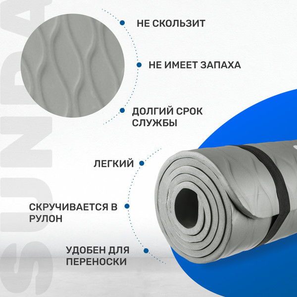 Изображение товара Коврик для йоги и фитнеса Sundays Fitness IR97505C (серый)