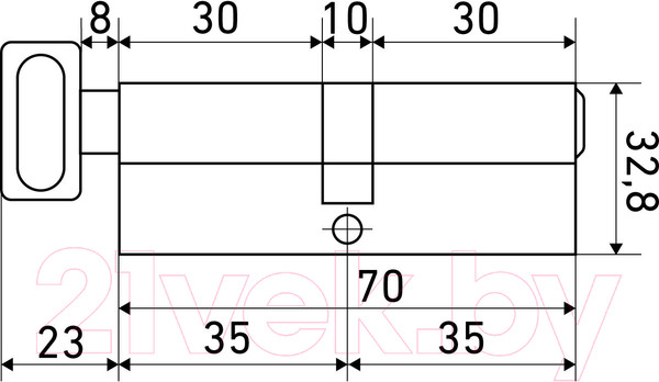 Изображение товара Цилиндровый механизм замка Стандарт Max 70 (35x35В) SN перф. ключ/верт (5 ключей)