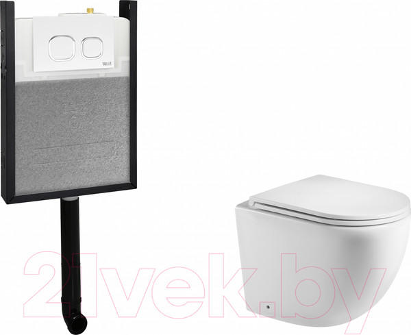 Изображение товара Унитаз приставной с инсталляцией WeltWasser Amberg 404 + Merzbach 002 GL-WT + Amberg RD-WT