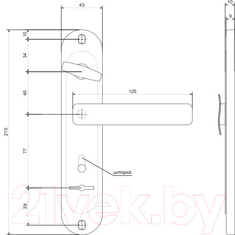 Изображение товара Ручка дверная Apecs HP-77.0323-S-C-CR-R на планке (к Гардиану 3012)