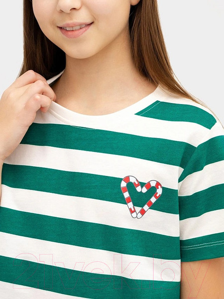Изображение товара Футболка детская Mark Formelle 117835 (р.128-64, молочно-зеленая полоска)