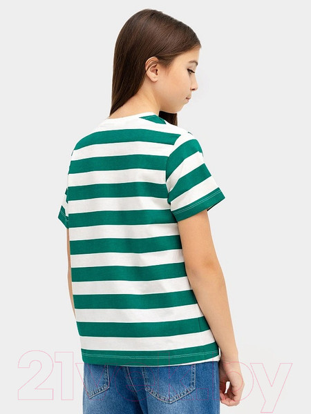 Изображение товара Футболка детская Mark Formelle 117835 (р.158-80, молочно-зеленая полоска)