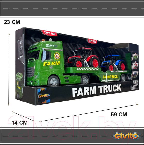 Изображение товара Автовоз игрушечный Givito Транспортер для сельскохозяйственных тракторов / G235-478