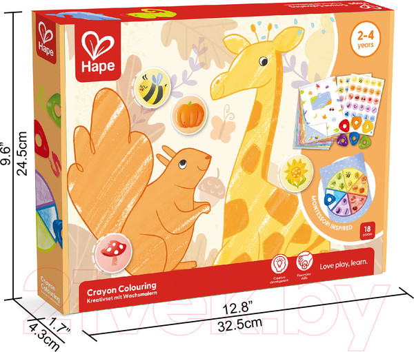 Изображение товара Раскраска Hape С восковыми мелками Малыш Умняша / E2004_HP