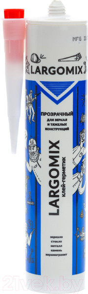 Изображение товара Клей-герметик Largomix Для зеркал (280мл, прозрачный)