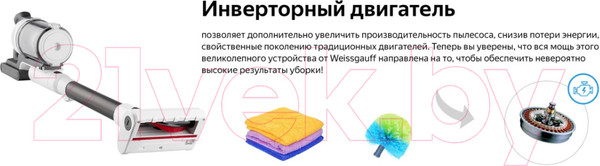 Изображение товара Вертикальный пылесос Weissgauff V20 BLDC Wash&Dry Dust Station