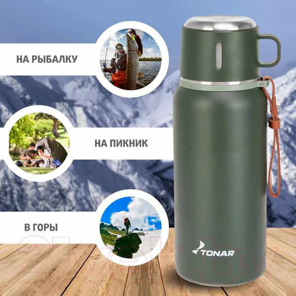 Изображение товара Термос для напитков Тонар T-KD-7030-0.7 (700мл, хаки)