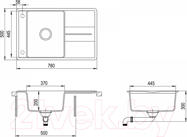 Изображение товара Мойка кухонная Aquasanita SQB101AW (бежевый)