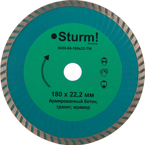 Изображение товара Отрезной диск алмазный Sturm! 9020-04-180x22-TW