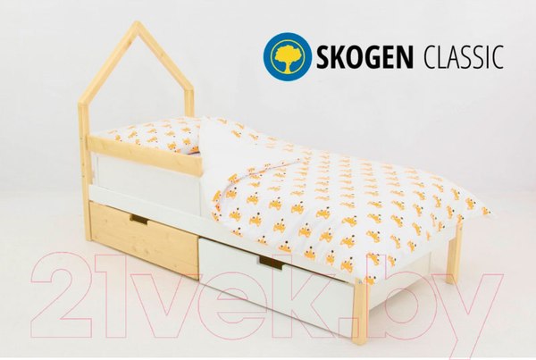 Изображение товара Односпальная кровать детская Бельмарко Skogen classic / 583 (бежевый/белый)