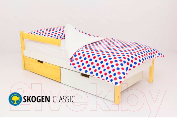 Изображение товара Односпальная кровать детская Бельмарко Skogen classic / 583 (бежевый/белый)