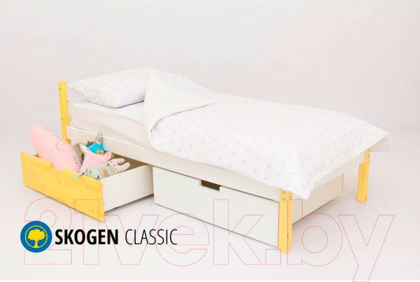 Изображение товара Односпальная кровать детская Бельмарко Skogen classic / 583 (бежевый/белый)