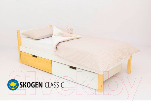 Изображение товара Односпальная кровать детская Бельмарко Skogen classic / 583 (бежевый/белый)