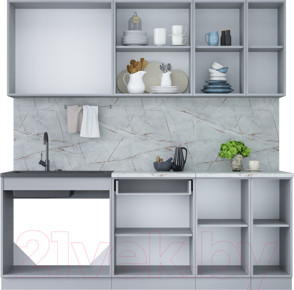 Изображение товара Кухонный гарнитур Интерлиния Мила Лайт 2.1 (бетон лайт/бетон портленд/опал светлый)