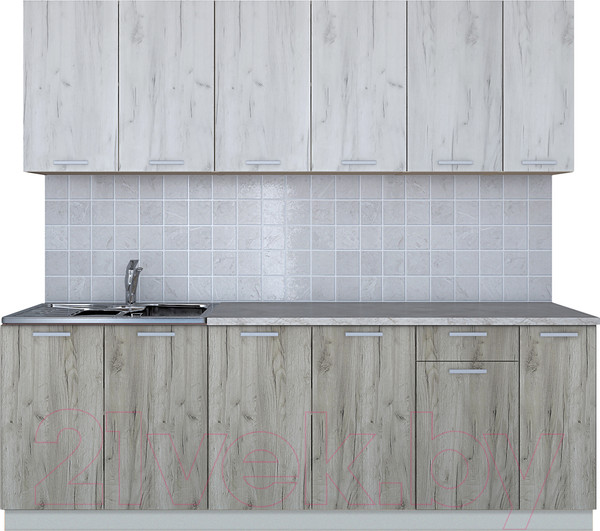 Изображение товара Кухонный гарнитур Интерлиния Мила Лайт 2.3 (дуб белый/дуб серый/опал светлый)