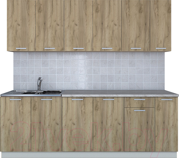 Изображение товара Кухонный гарнитур Интерлиния Мила Лайт 2.3 (дуб золотой/опал светлый)